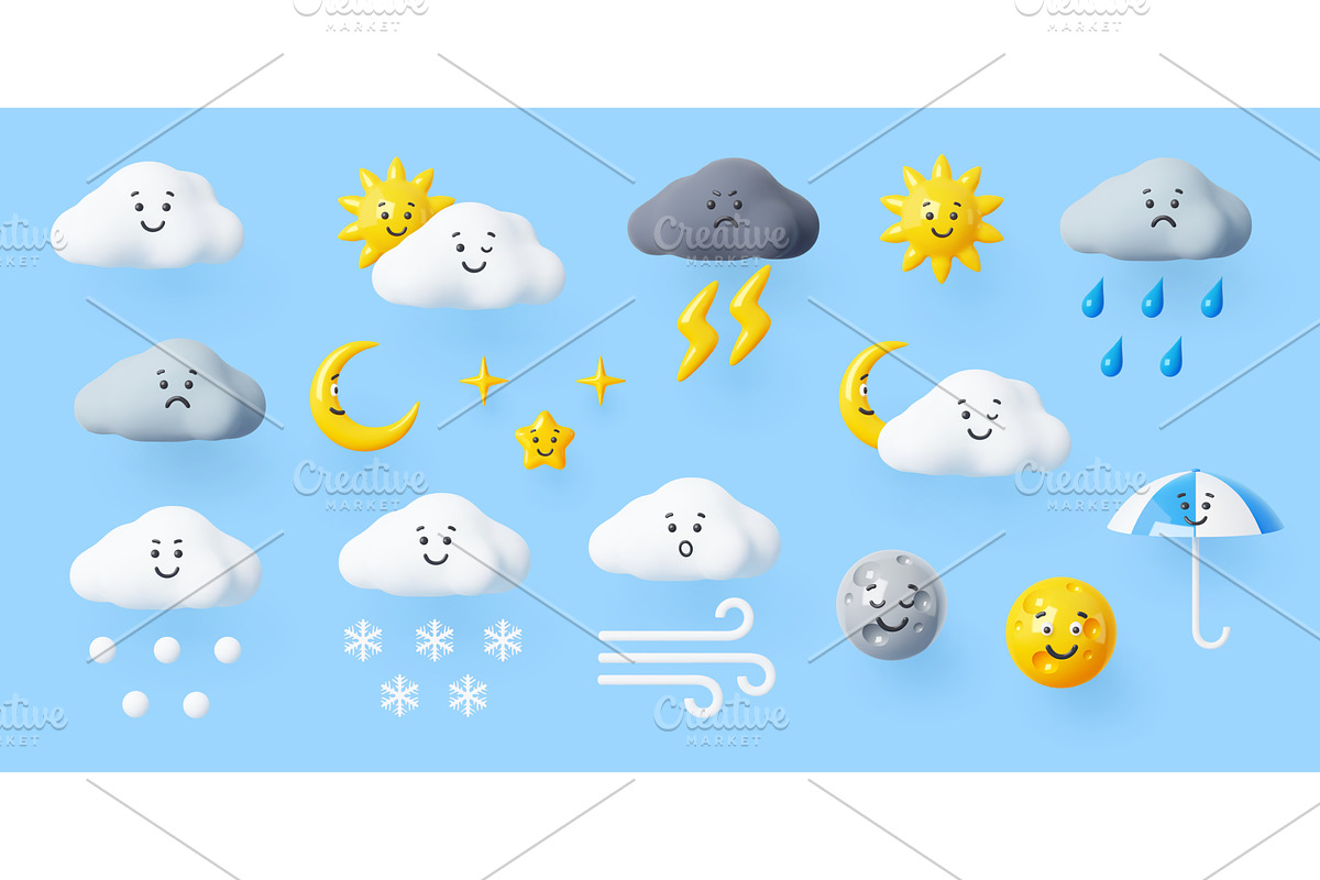 3d weather characters, an Object Illustration by Buch&Bee