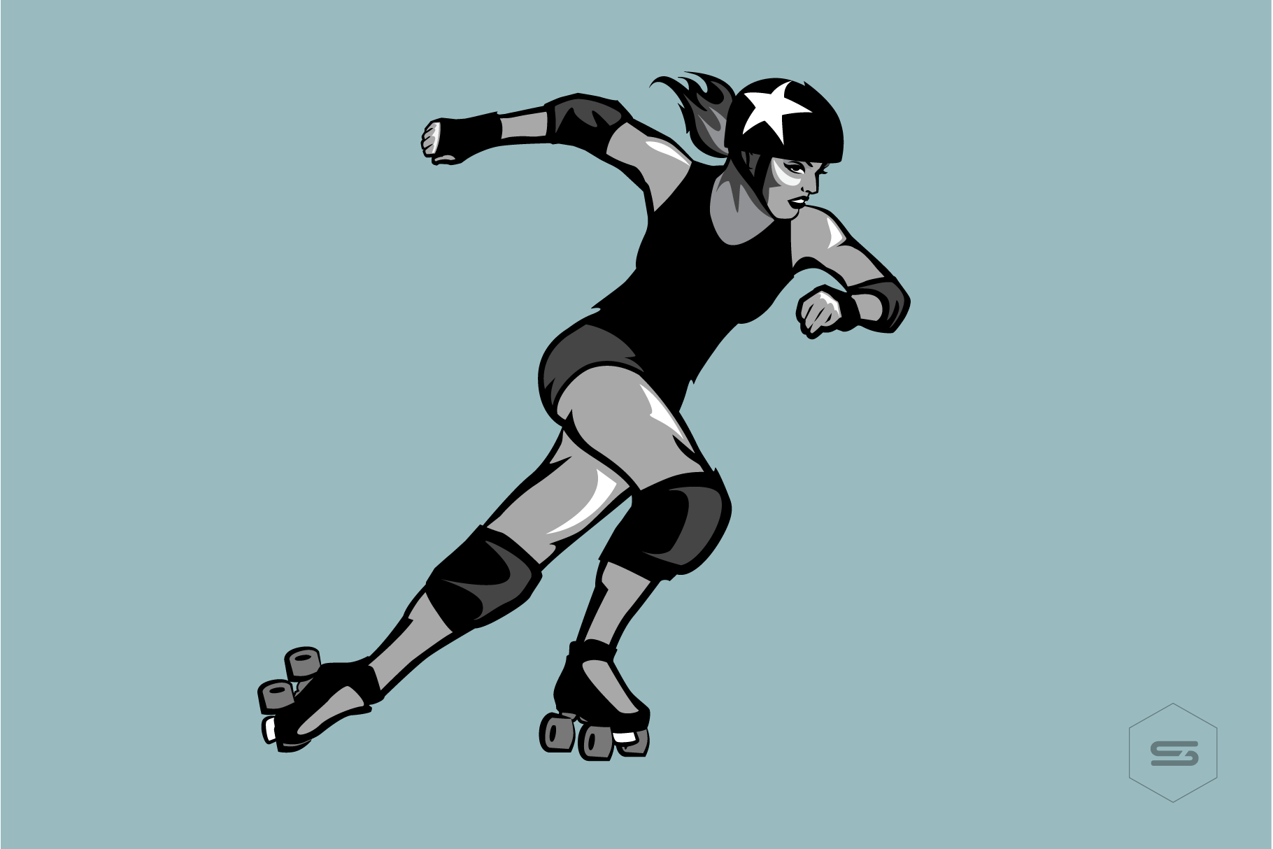 Roller Derby Skater by Jennifer Schwab  Creative Market