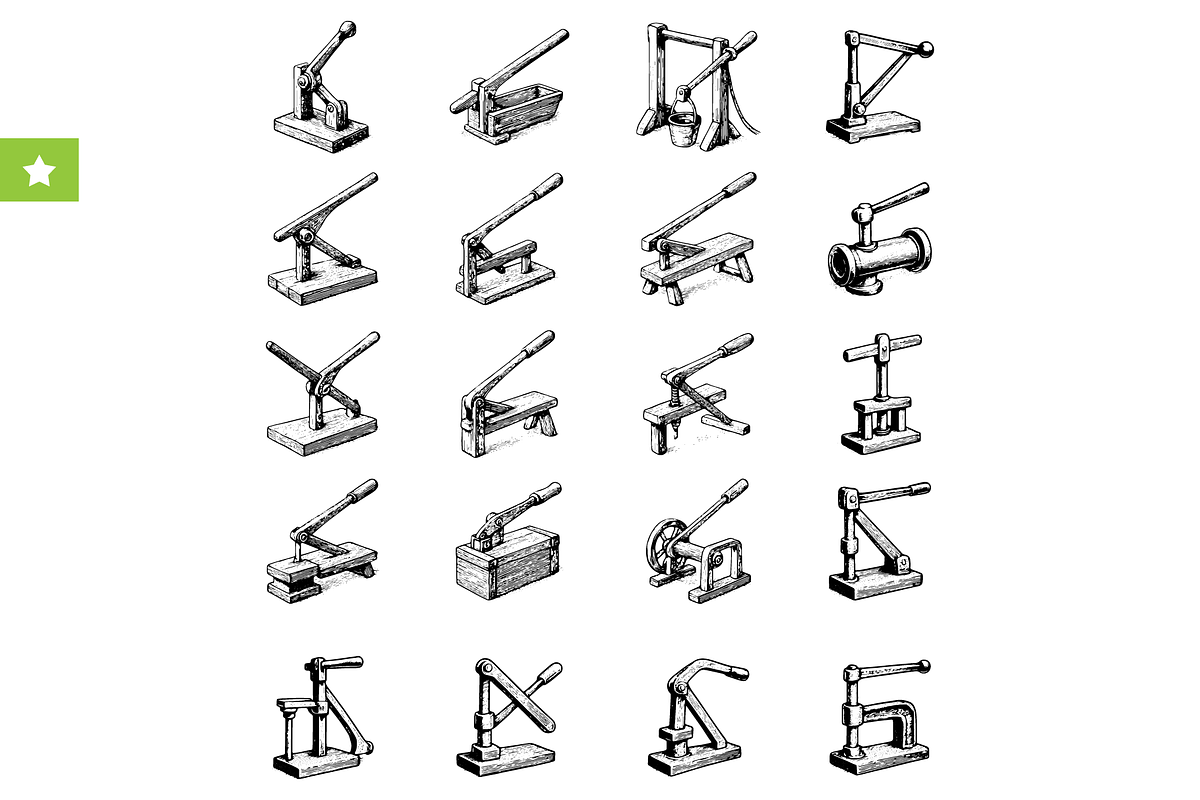 Vintage Press Tools Collection, an Object Graphic by RT Studio (Photo 1 of 4)