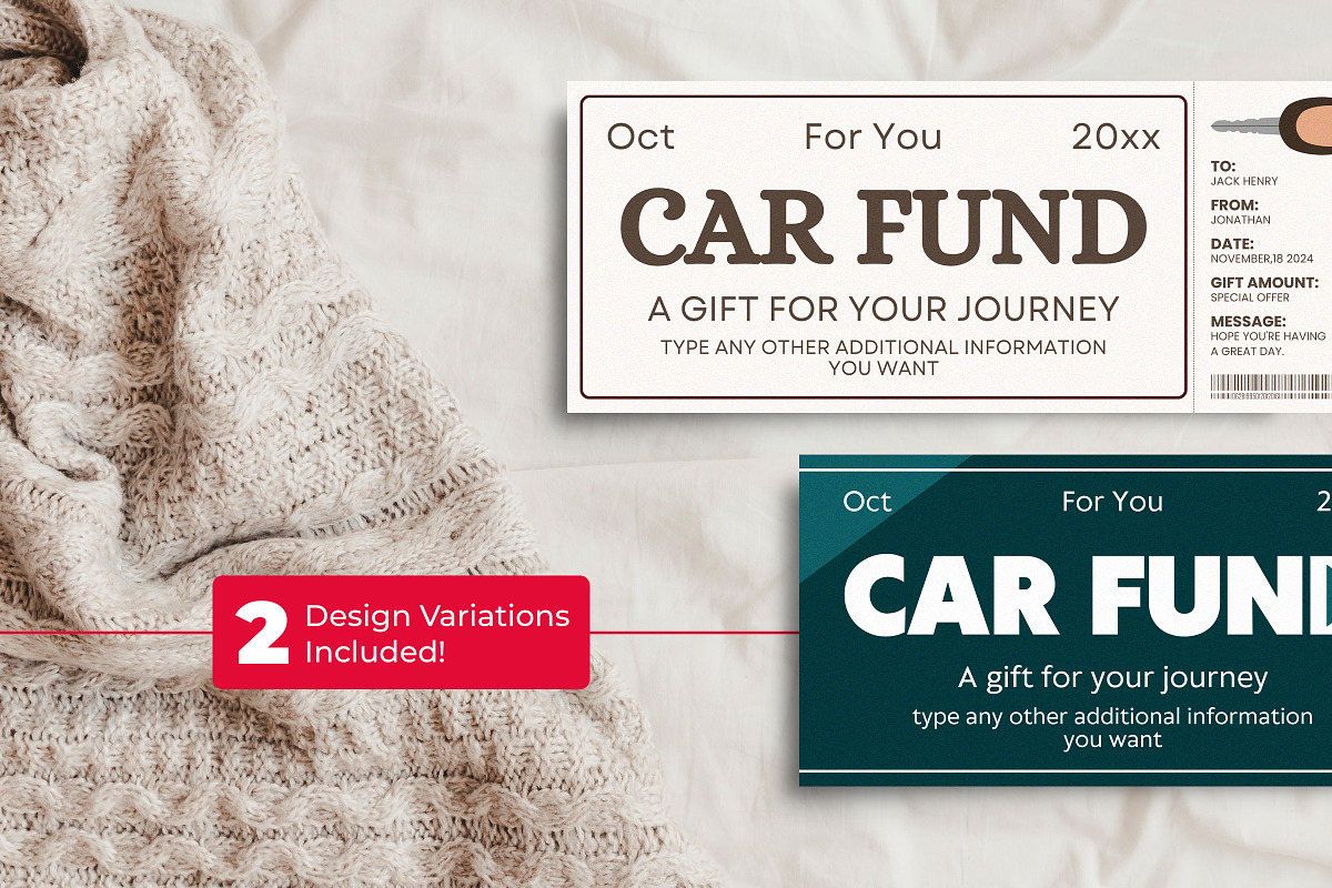 Car Fund Gift Voucher Template, a Card Template by Snapybiz (Photo 8 of 9)