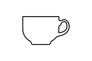 Coffee Cup Line Icon Black On White