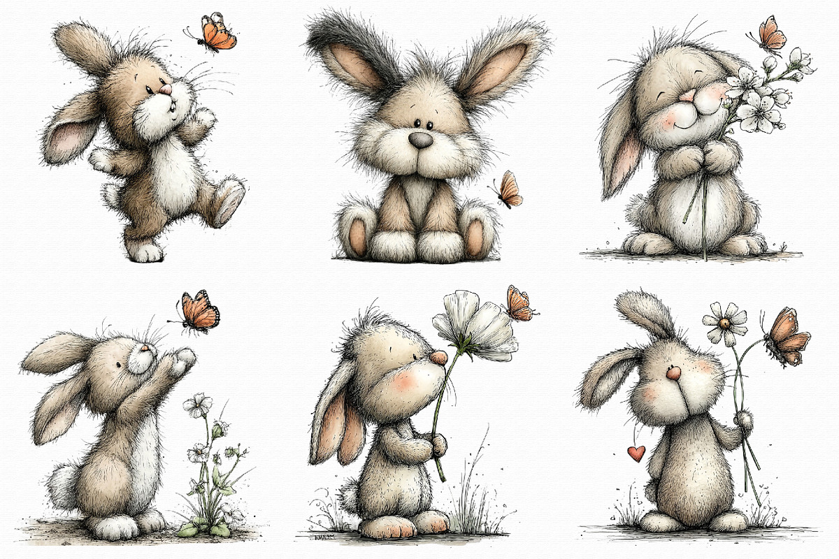 Whimsical Bunny with Butterfly Clipa, an Illustration by Libby Wishes (Photo 3 of 6)