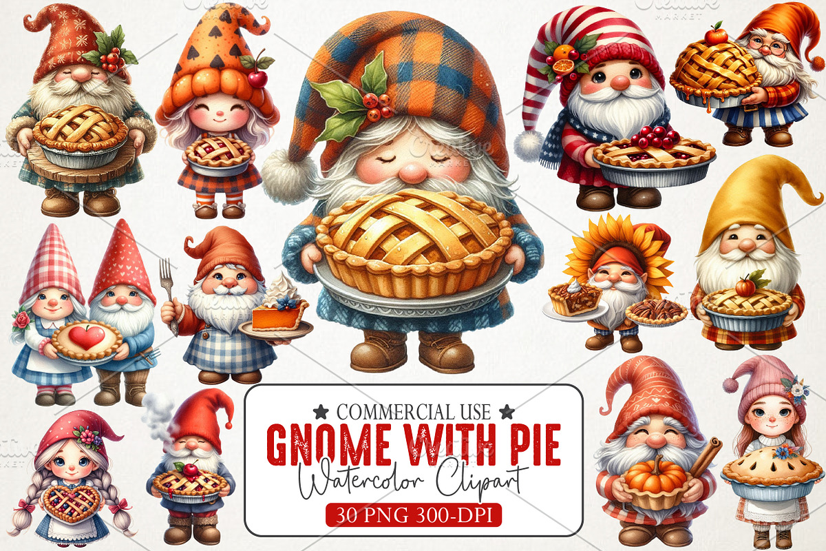 Gnome Holding Pie Clipart, an Illustration by RobertsArt (Photo 1 of 7)