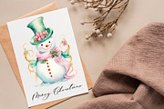 Pastel snowman watercolour clipart, a Decorative Illustration by Hello My Print (Thumbnail 8 of 10)