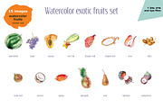 Watercolor exotic fruits, an Illustration by miminoshka (Thumbnail 2 of 7)
