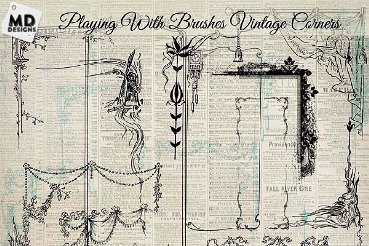 Vintage Corners, an Object Graphic by Vintage Style Designs