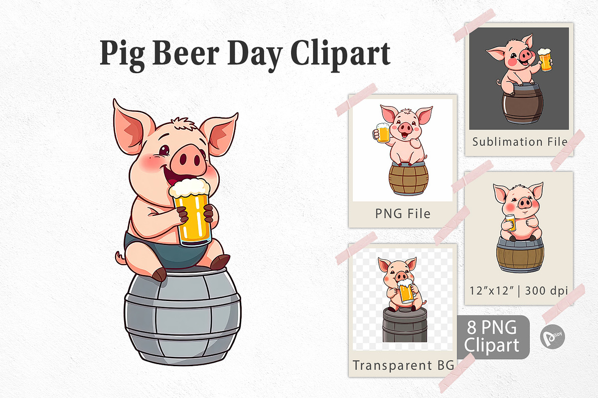 Pig Beer Day Clipart, a Graphic by Artnoy (Photo 1 of 5)
