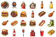 Watercolor Bbq Barbecue Clipart, an Illustration by SinaCreation (Thumbnail 2 of 5)