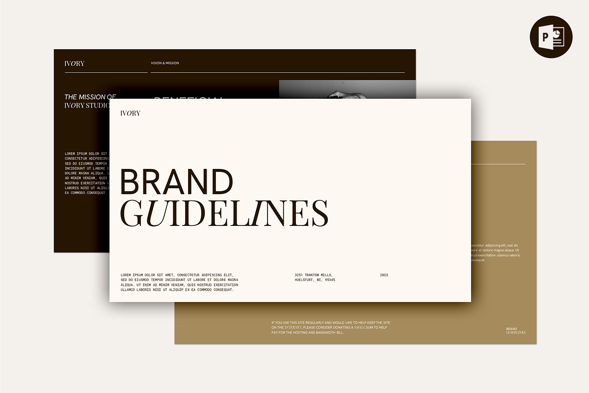Ivory Brand Guidelines - PowerPoint, a Presentation Template by Sixtemp (Photo 1 of 7)