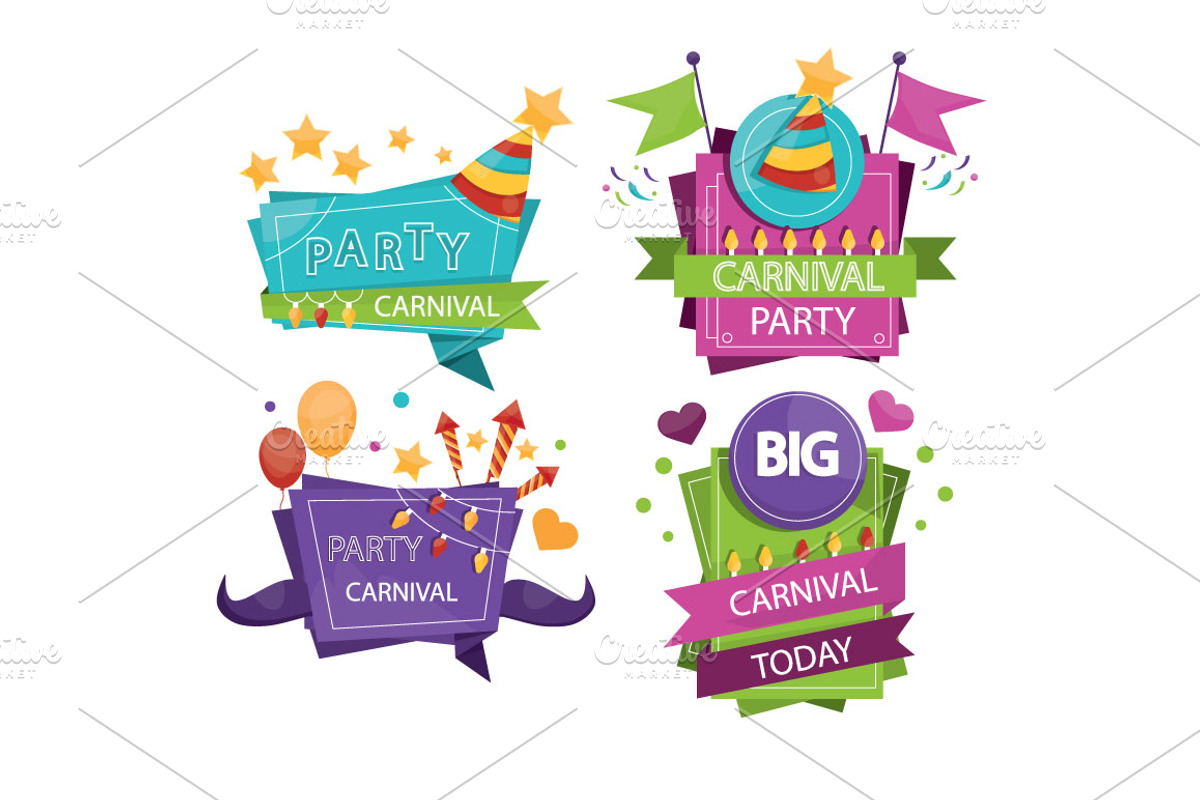 Set of colorful party labels, a Templates & Theme by Semenhorosh