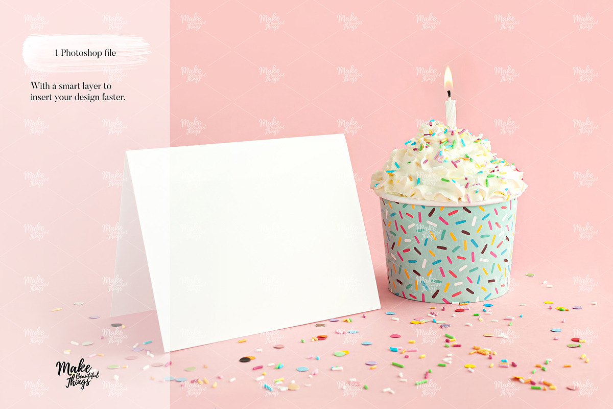 A2 Birthday card Mockup, a Print Template by Make Beautiful Things (Photo 3 of 6)