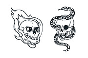 Horror vintage skull tattoo art set, a Decorative Illustration by Good Studio (Thumbnail 13 of 16)