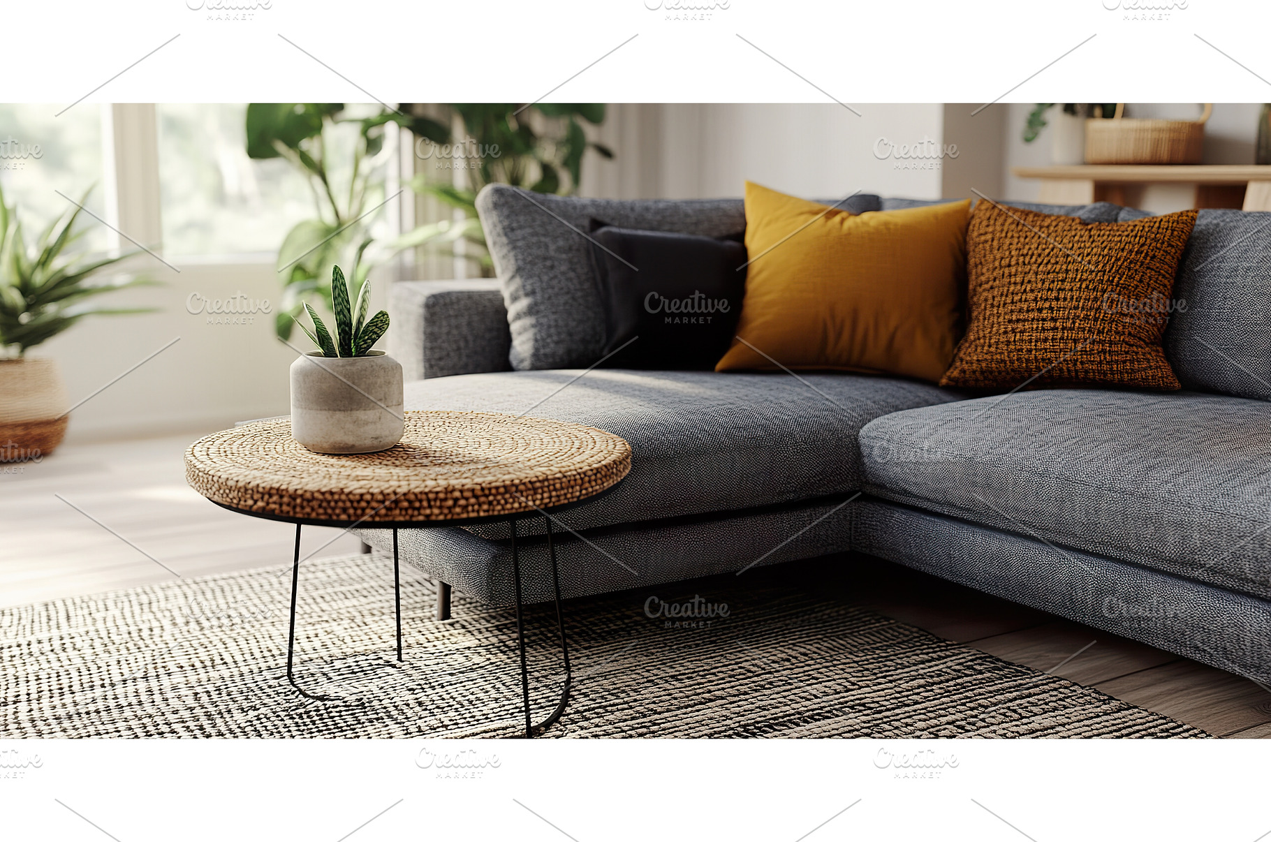 Cozy modern living room with gray, a Beauty & Fashion Photo by Lermont51
