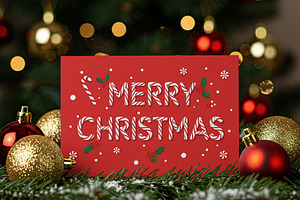 Merry Christmas Greeting Card Mockup, a Mockup by Designer Dude
