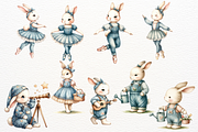 Watercolor Denim Bunny Clipart PNG, an Animal Illustration by Maysa Art (Thumbnail 2 of 4)