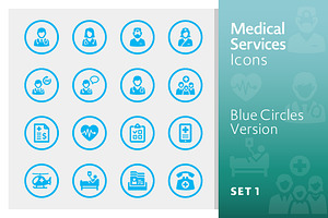 Blue Medical Services Icons - Set 1
