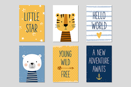 Baby posters and cards with animals