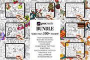 500+ PROCREATE STAMPS BUNDLE, a Brush Add-On by SecondOfJuly (Thumbnail 1 of 10)