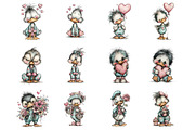Quirky Valentine Day Duck Clipart, an Illustration by SinaCreation (Thumbnail 2 of 11)