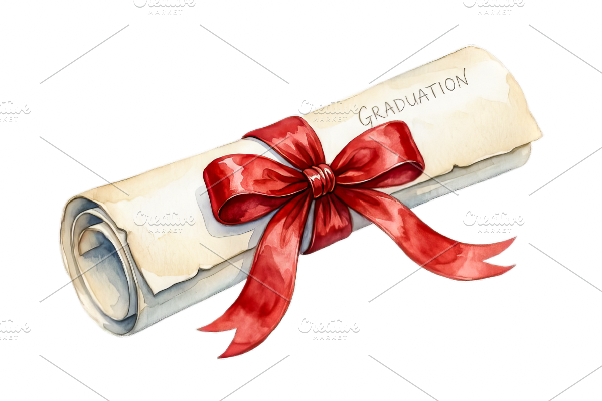 Watercolor Graduation Clipart PNGs, an Education Illustration by VetalStock (Photo 4 of 24)
