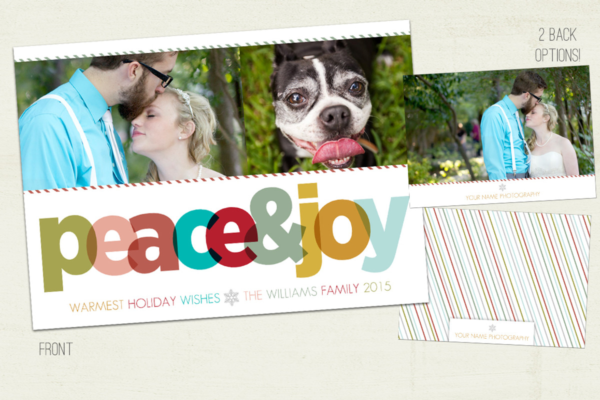 Peace & Joy Holiday Photo Card, a Card Template by brandsushi