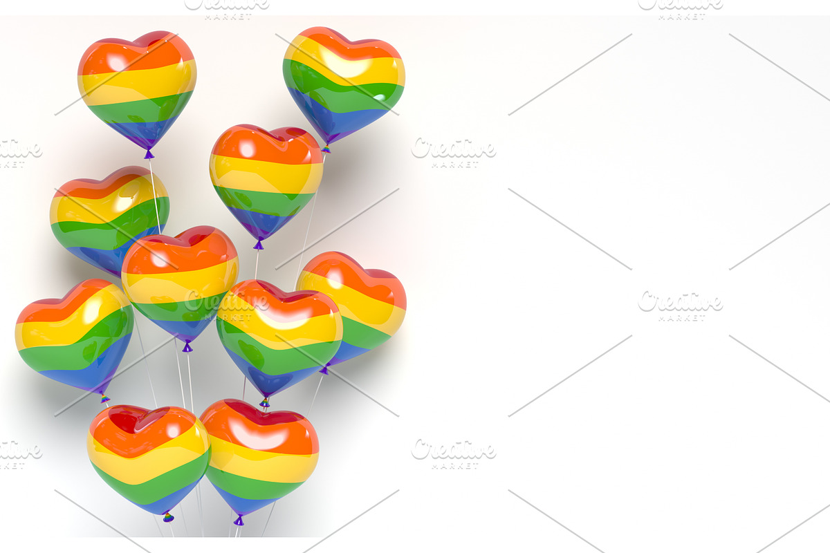 Pride LGBT 3d glossy heart balloons., an Object 3D Model by Liudmyla Matviiets