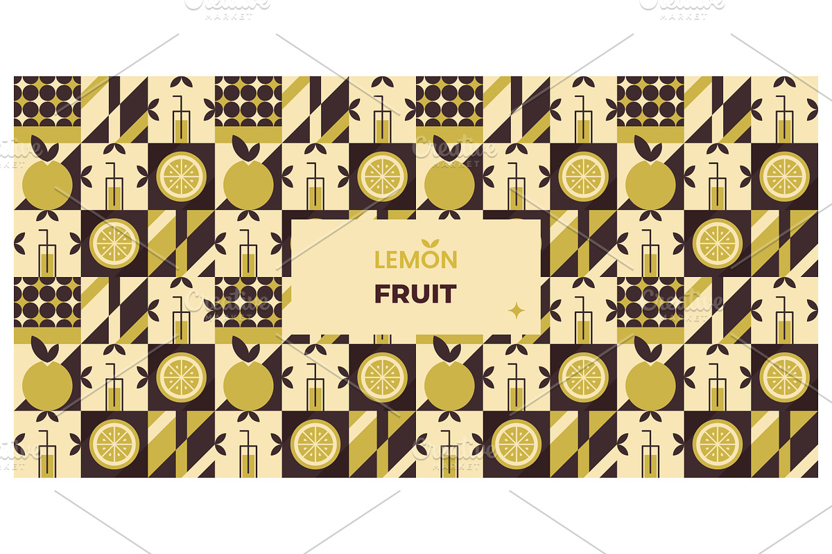 Lemon Fruit Themed Checkerboard, a Decorative Illustration by Creative Backgrounds