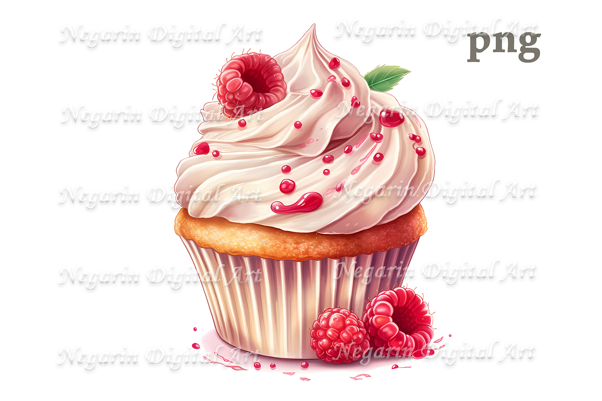 Watercolor Delicious Creamy Cupcake, an Object Graphic by Negarin Digital Art (Photo 2 of 9)