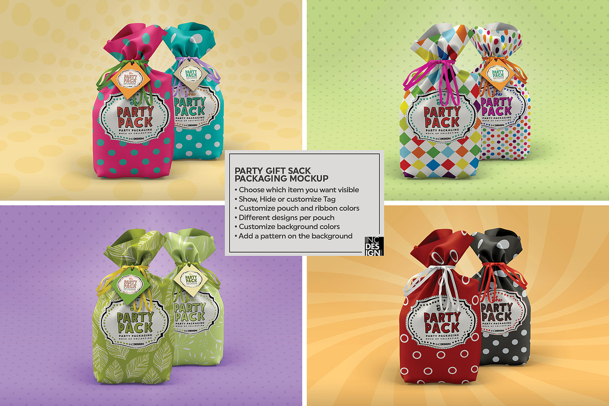 Party Gift Sack Packaging Mockup, a Product Mockup by INCDesign (Photo 3 of 7)