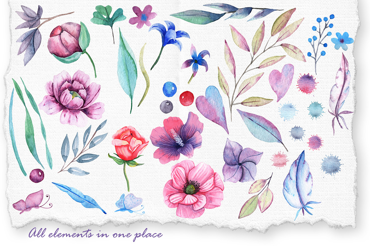 Watercolor Cats and Flowers, an Illustration by TanataDesign (Photo 9 of 13)