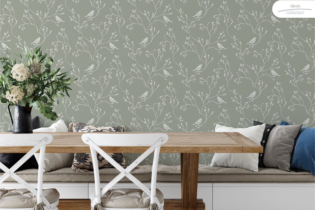 Birds - 6 color Seamless Pattern, a Wallpaper Graphic by InaCorart (Photo 5 of 8)
