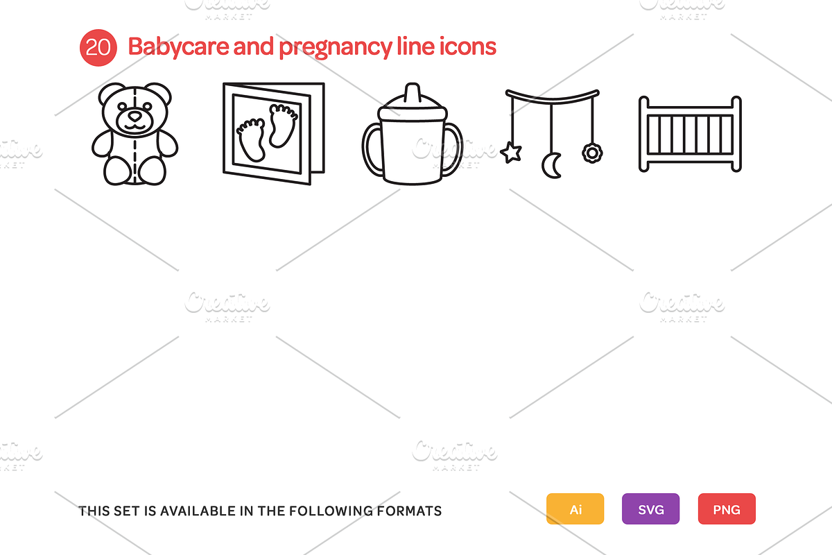 Babycare and Pregnancy Line Icons preview 3