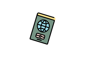 Passport color icon thin line