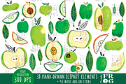 An Apple a Day - Digital Clipart, a Food Illustration by Purple Frog (Thumbnail 2 of 5)