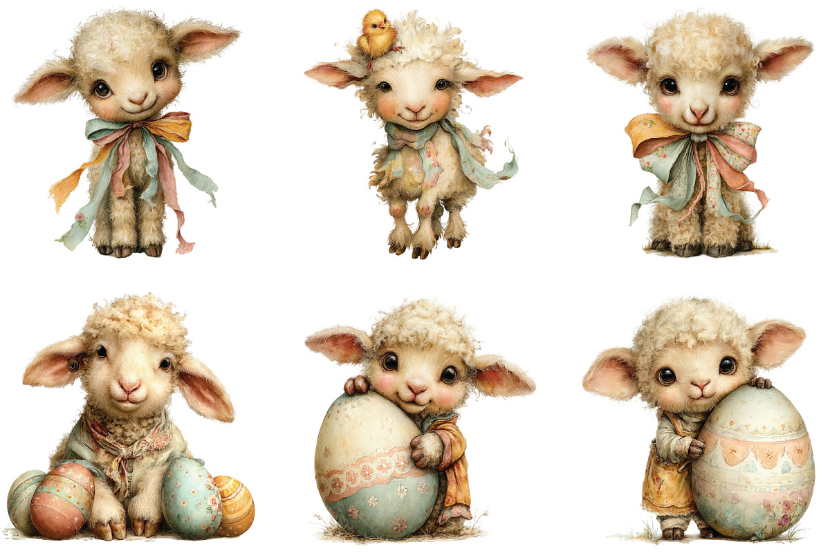 Watercolor Easter Sheep Clipart, an Illustration by CraftArtStudio (Photo 4 of 6)