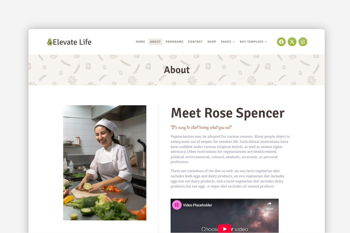 Elevate Life – Dietitian WP Theme, a WordPress Template by Your Theme Shop (Photo 2 of 9)