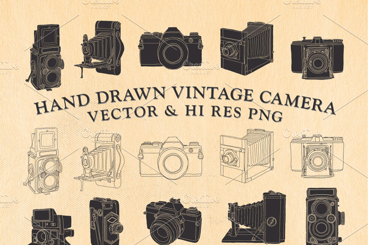 Hand Drawn Vintage Camera Vector, an Illustration by Seaquint