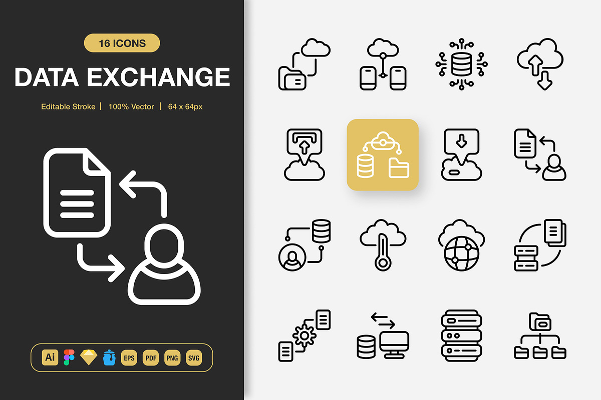 Data Exchange Icons, an Outline Icon by Spacepixel Creative