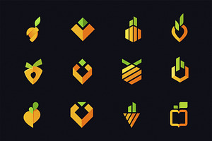 Agricultural Logo Icon Set, a Solid Icon by ProArt