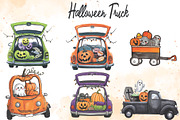 Halloween Watercolor Truck Clipart, an Object Graphic by Little Mango (Thumbnail 2 of 4)