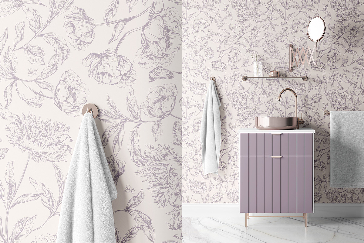 Subtle Hand Drawn Blossom Flowers, a Wallpaper Graphic by MalyskaStudio (Photo 2 of 10)