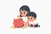 Children Saving Money Piggy Bank, a Person Illustration by Partikusi Design (Thumbnail 2 of 3)