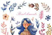 Cute Girls - Watercolor Clip Art Set, a Person Illustration by Mashamashastu (Thumbnail 4 of 12)