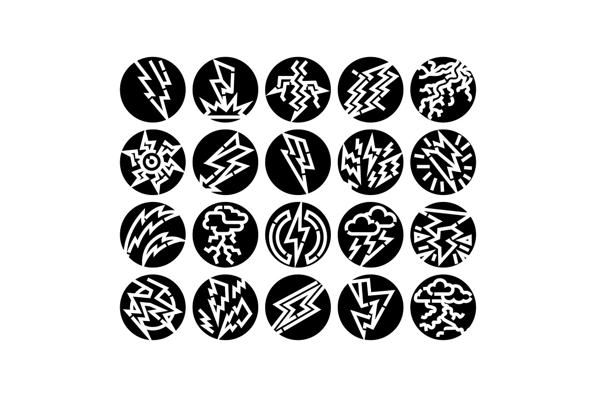 Lightning bolts and storm icons set, an Object Graphic by pikepicture (Photo 1 of 3)