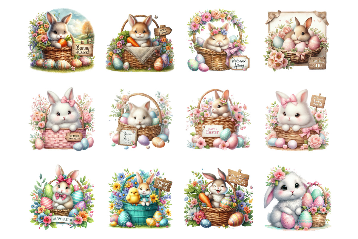 Easter bunny clipart bundle, an Illustration by SinaCreation (Photo 11 of 11)