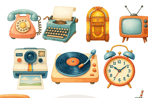 Retro Clipart Set, a Decorative Illustration by Pati Charm Studio