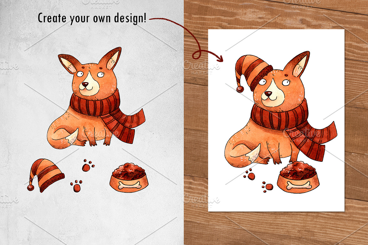 Corgi watercolor set, an Animal Illustration by Ekaterina Goncharova (Photo 8 of 10)