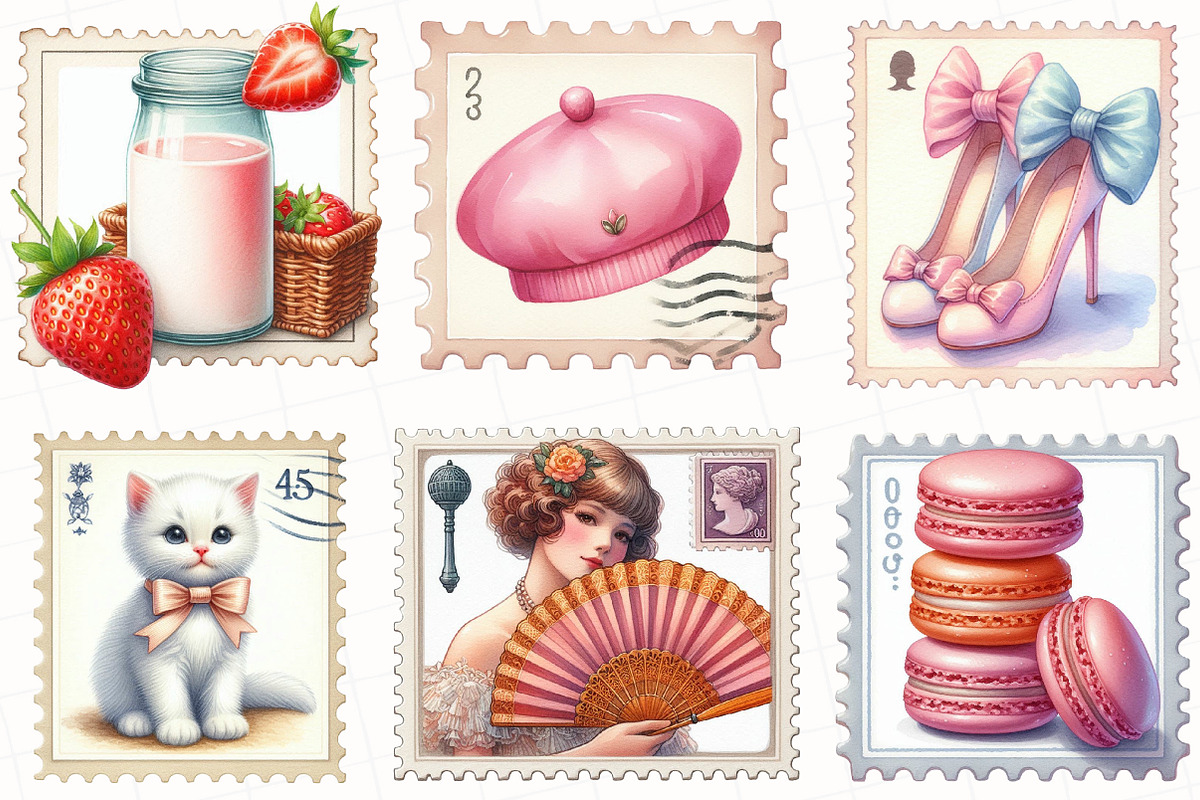 Coquette Summer Postage Stamp, an Illustration by OK Design (Photo 5 of 5)