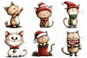 Watercolor Christmas Cats Clipart, an Illustration by DreamPrint404 (Thumbnail 4 of 7)