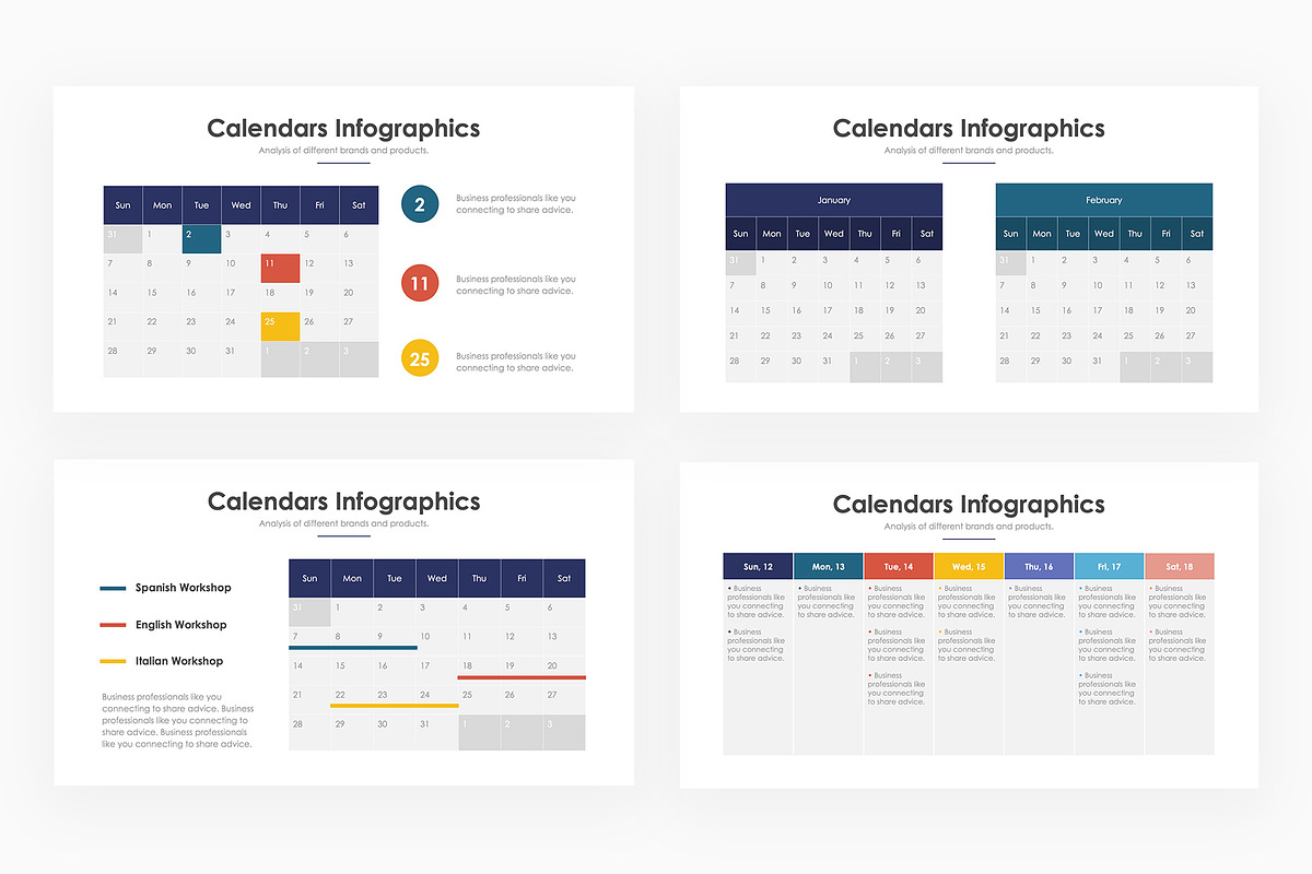 Calendar Infographics - PowerPoint, a Presentation Template by slidequest